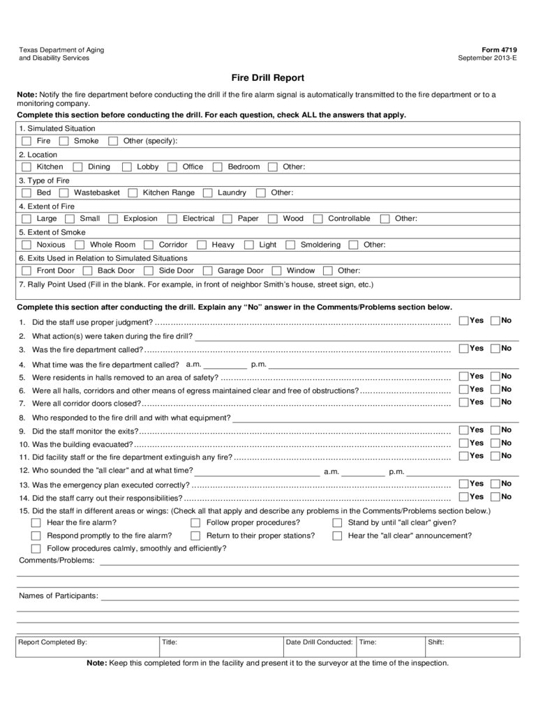 Fire Drill Report Form – 2 Free Templates In Pdf, Word With Emergency Drill Report Template