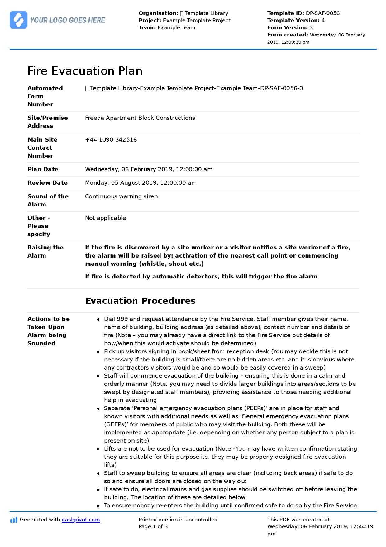 Fire Evacuation Plan Template – Free And Customisable Template Within Fire Evacuation Drill Report Template