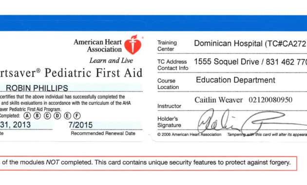 First Aid Certificate Template Free Certification for Cpr Card Template