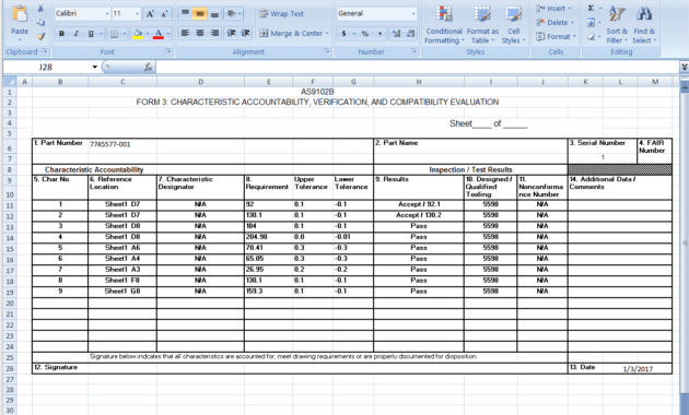 First Article Inspection Report Form (Download Free Sample with Part Inspection Report Template