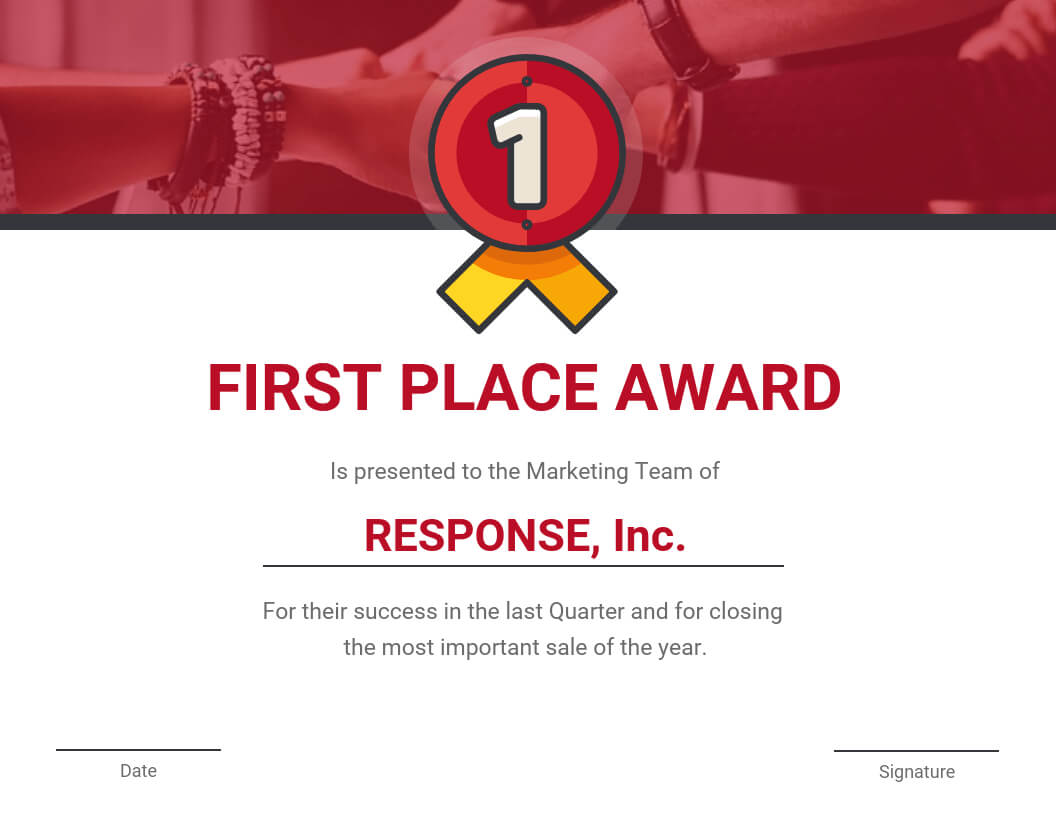 First Place Award Certificate Template In First Place Award Certificate Template