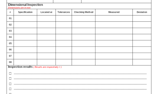 Fixture Inspection Documentation For Engineering - in Engineering Inspection Report Template