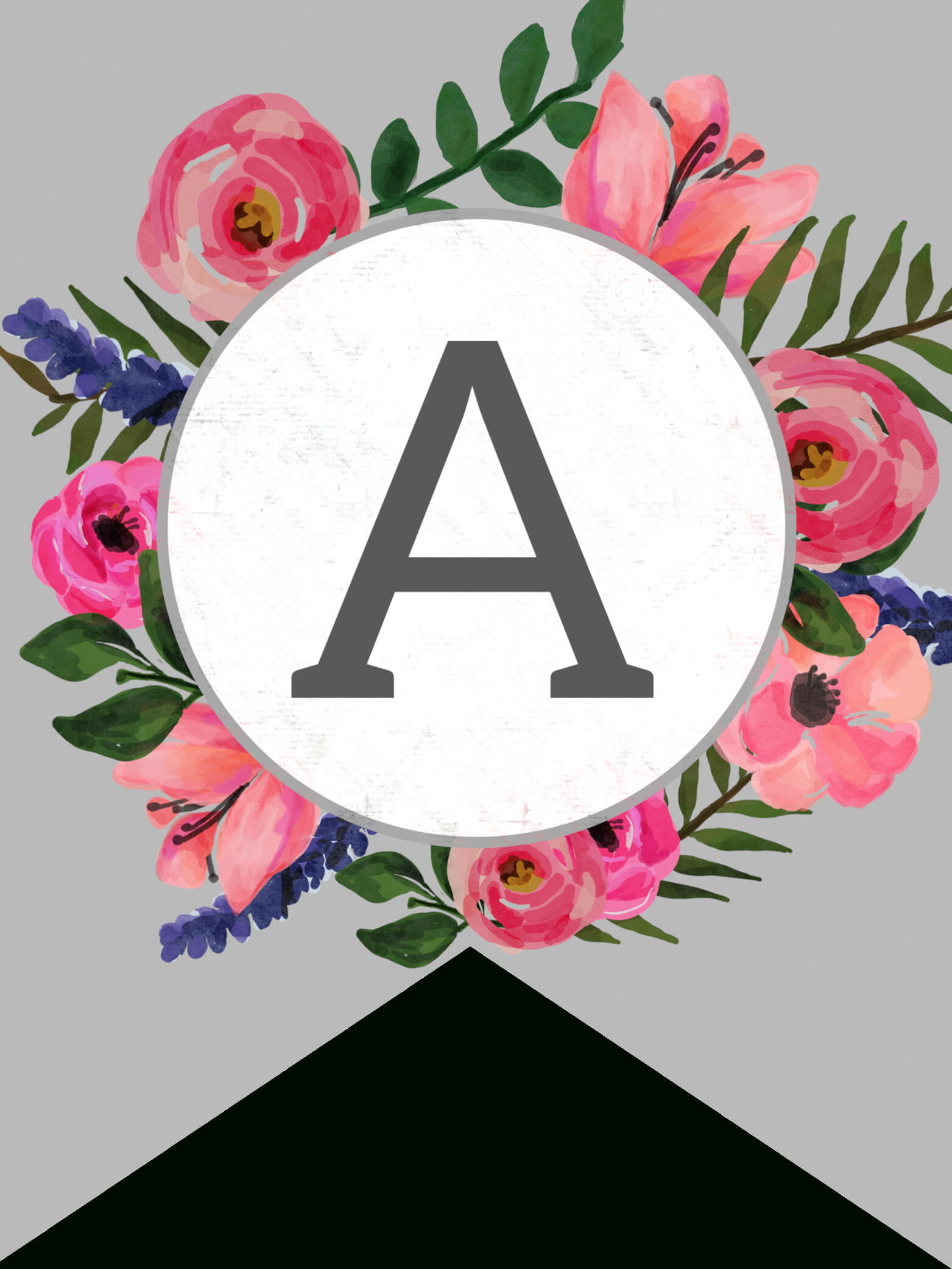 Floral Alphabet Banner Letters Free Printable – Paper Trail Intended For Free Letter Templates For Banners