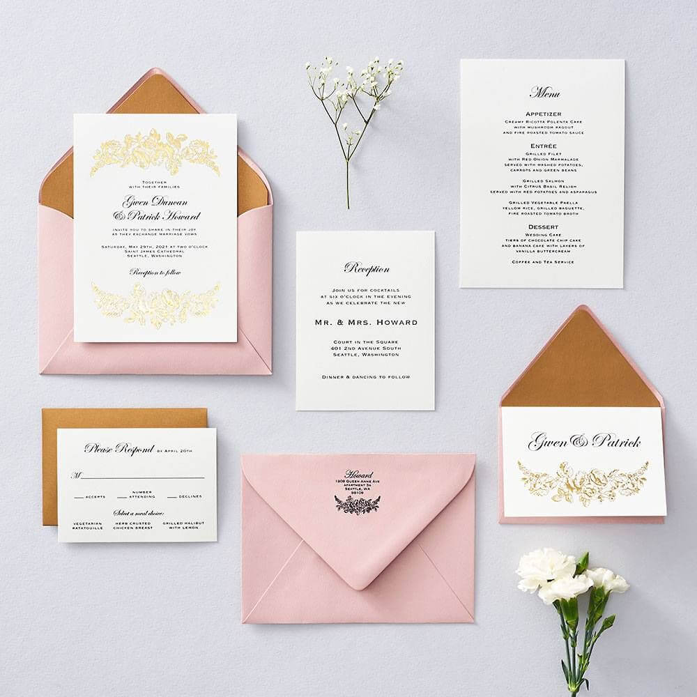 Floral Border Wedding Invitation In 2020 | Wedding Throughout Paper Source Templates Place Cards