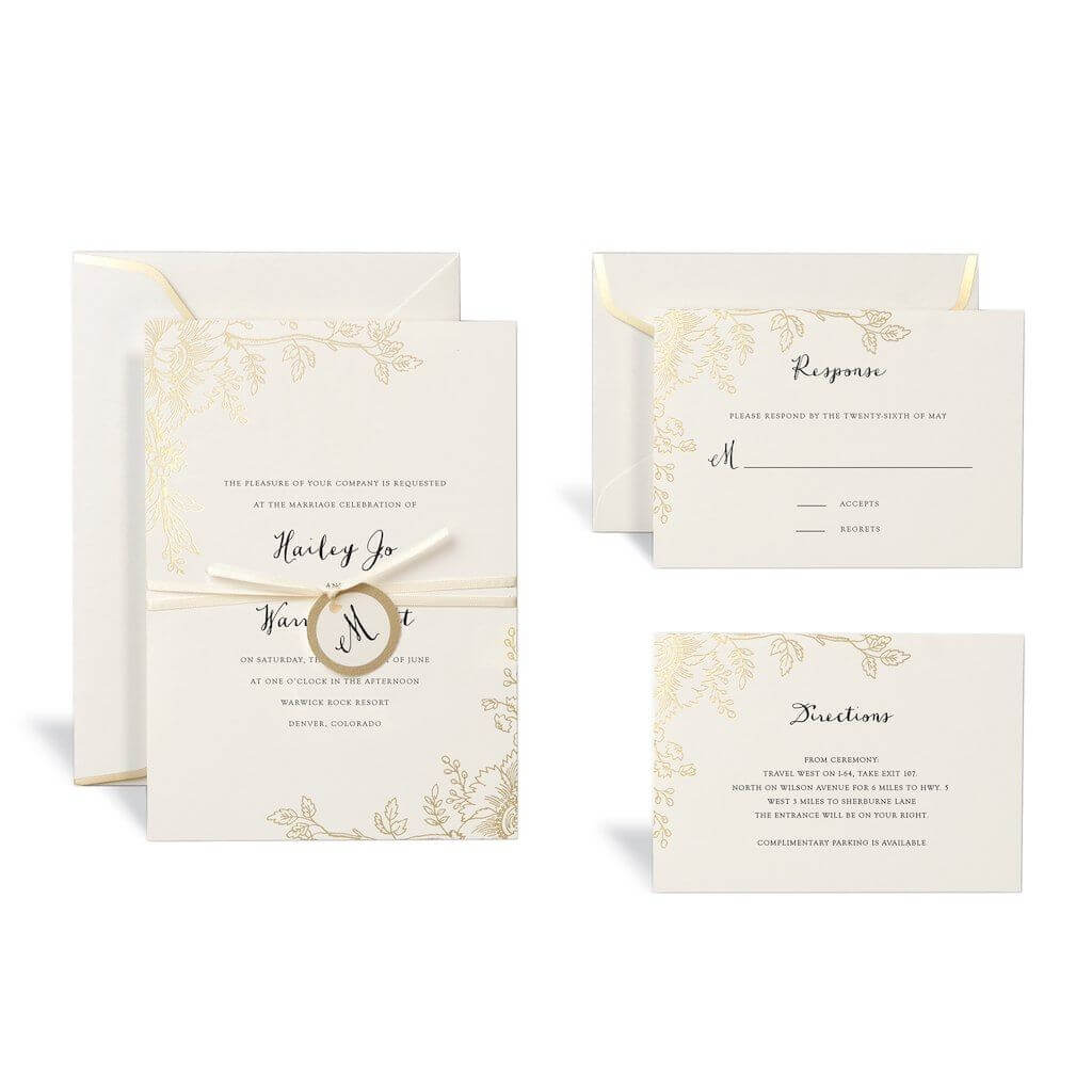 Floral Gold Wedding Invitation Kitcelebrate It Inside Celebrate It Templates Place Cards