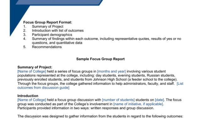 Focus Group Toolkit Sample Focus Group Report with regard to Focus Group Discussion Report Template