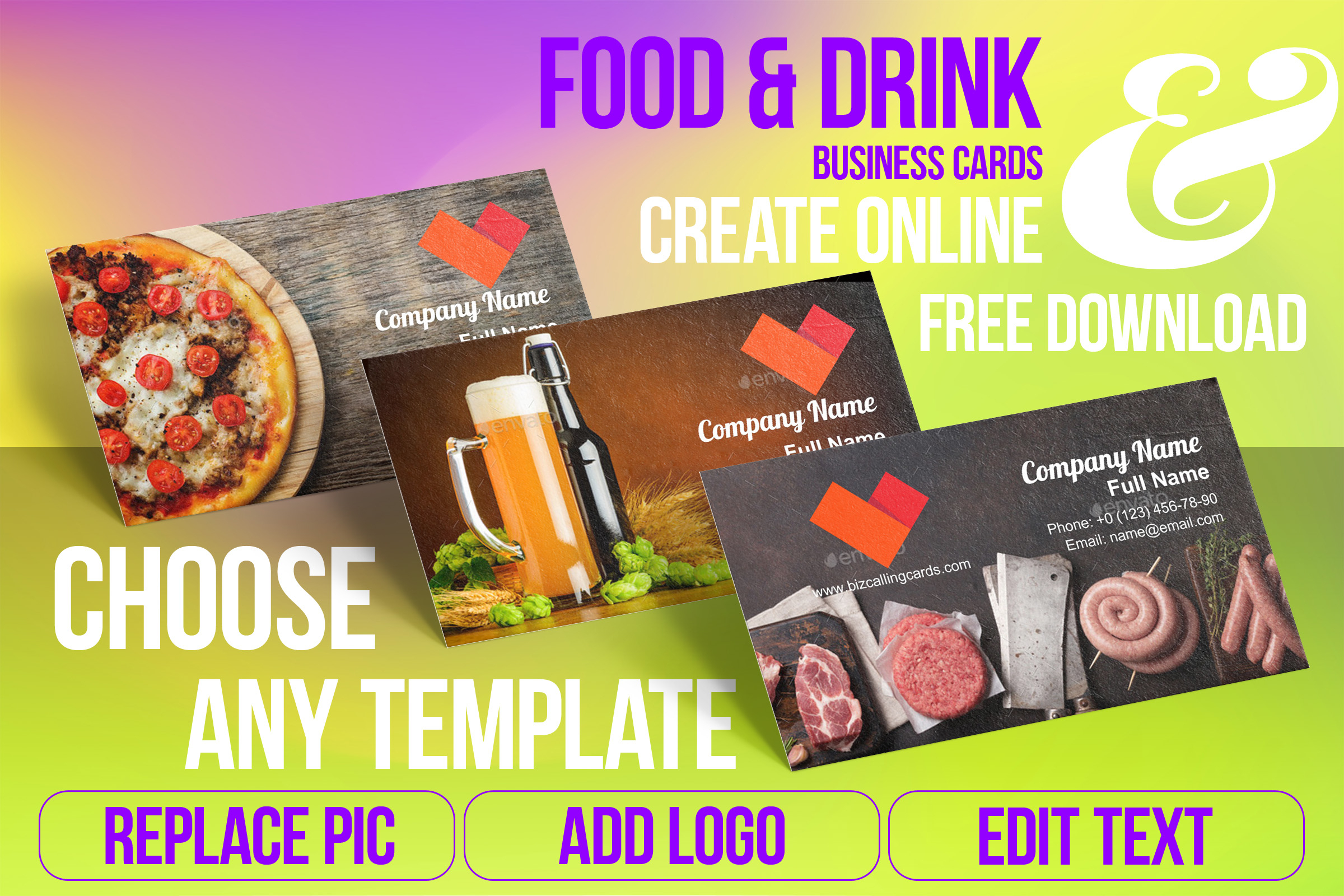 Food & Drink Business Card Samples For Create Custom Design Inside Food Business Cards Templates Free