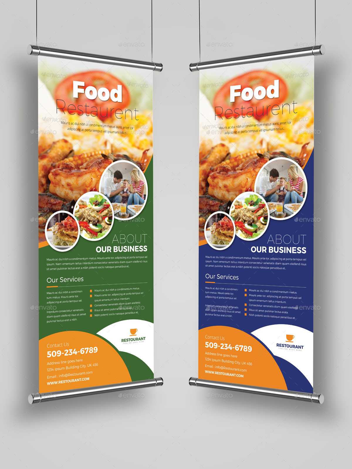 Food Restaurant Roll Up Banner Signage Template With Regard To Food Banner Template