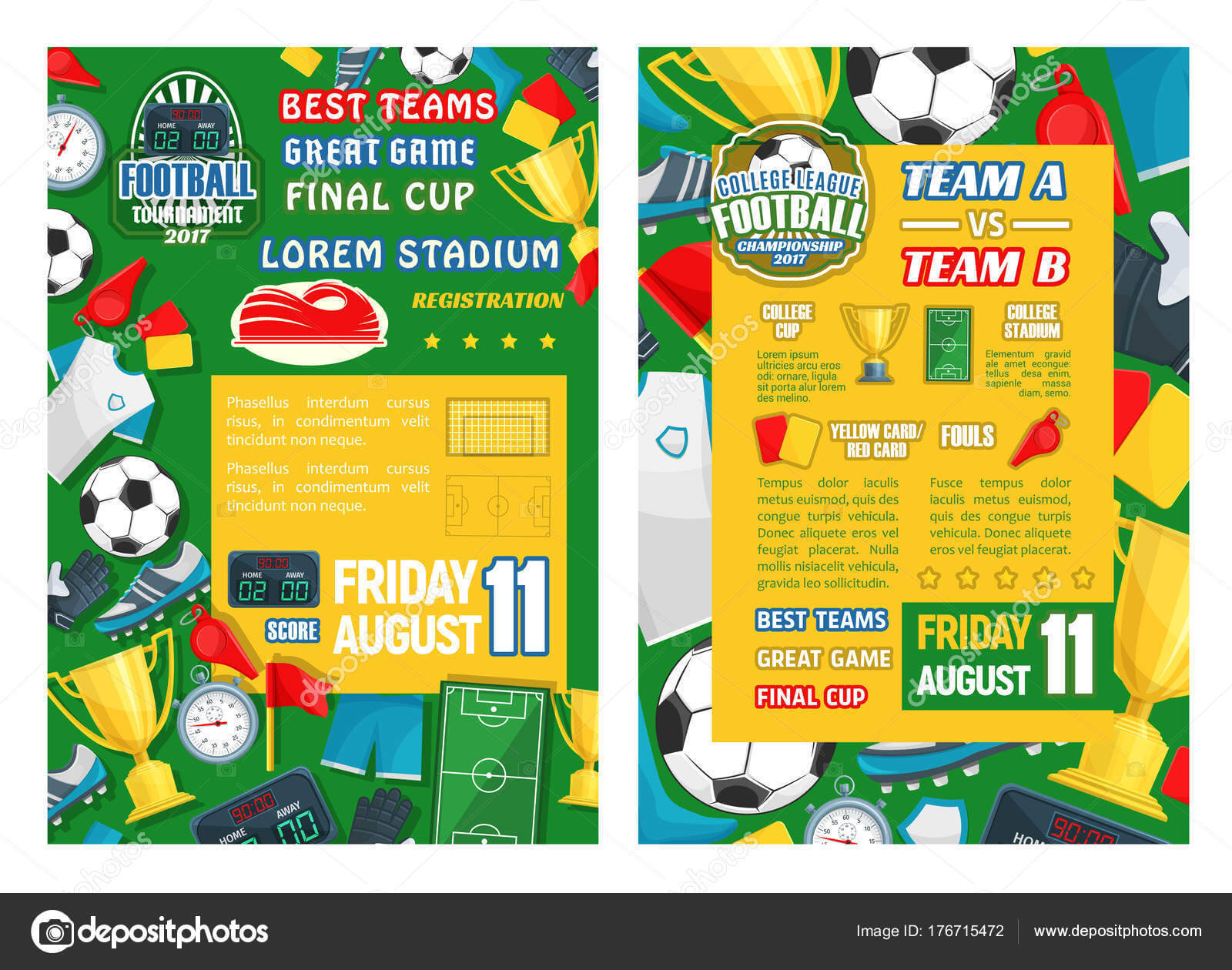 Football Or Soccer Sport Tournament Match Banner — Stock Inside Soccer Referee Game Card Template