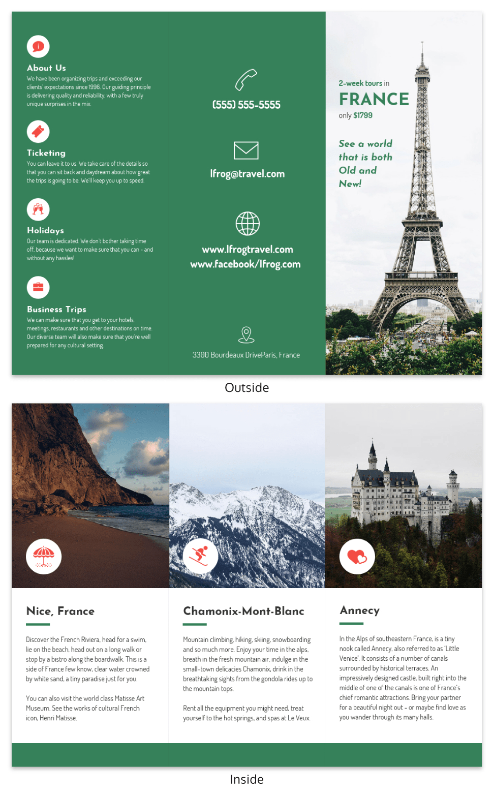 France Tri Fold Travel Brochure Intended For Travel And Tourism Brochure Templates Free