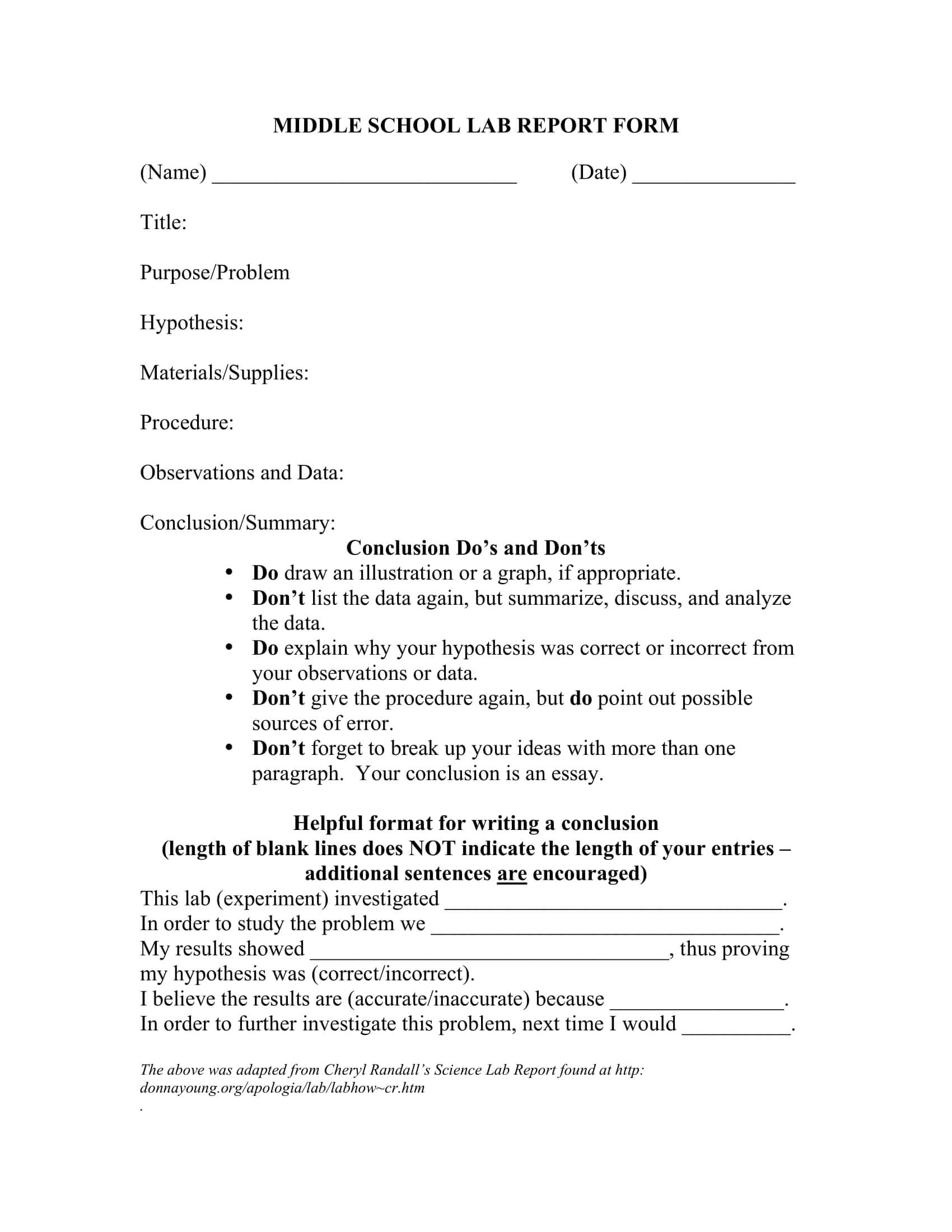 Free 11+ Laboratory Report Forms In Pdf | Doc Regarding Lab Report Template Middle School