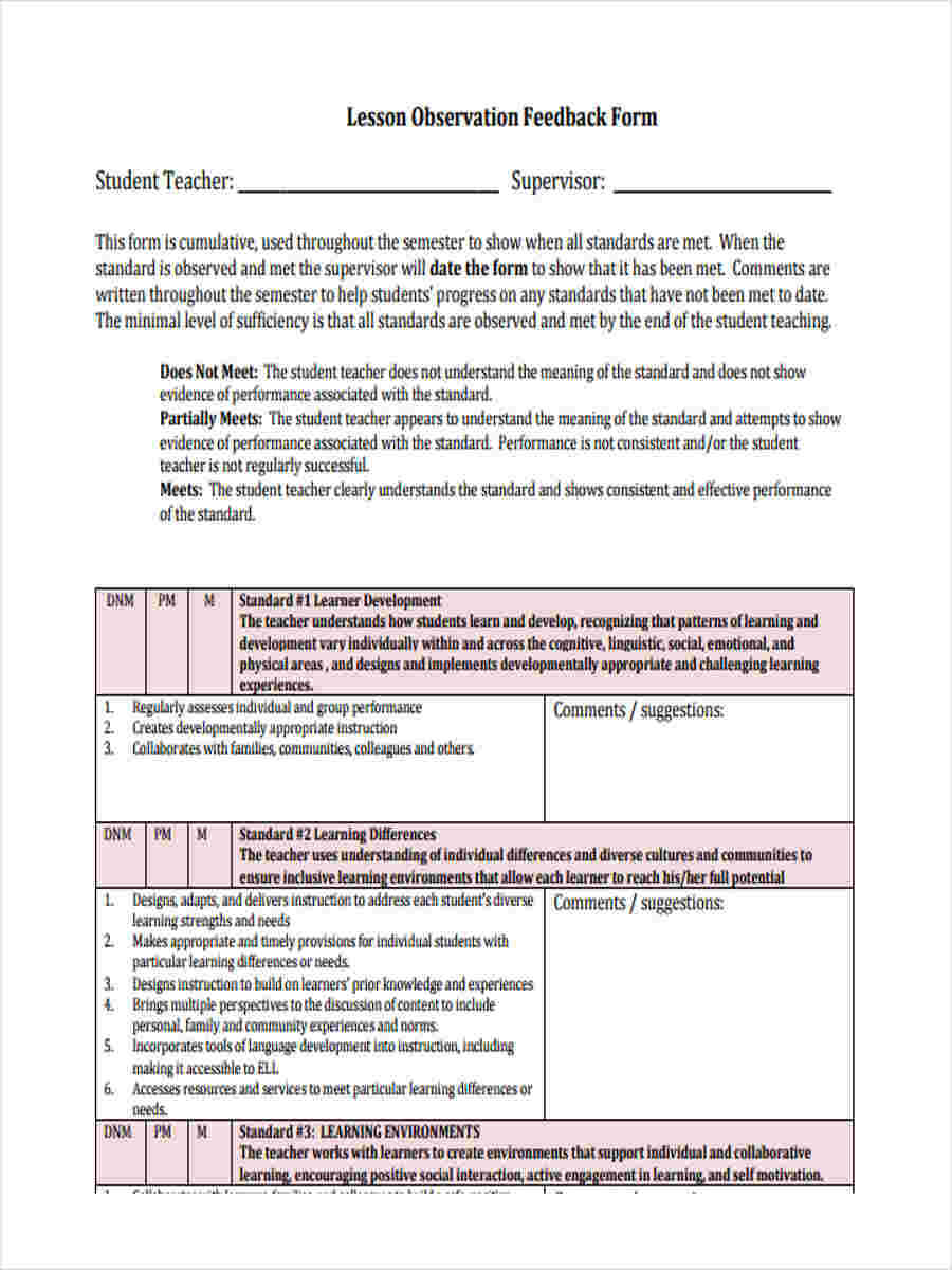 Free 14+ Sample Teacher Feedback Forms In Pdf | Word In Student Feedback Form Template Word