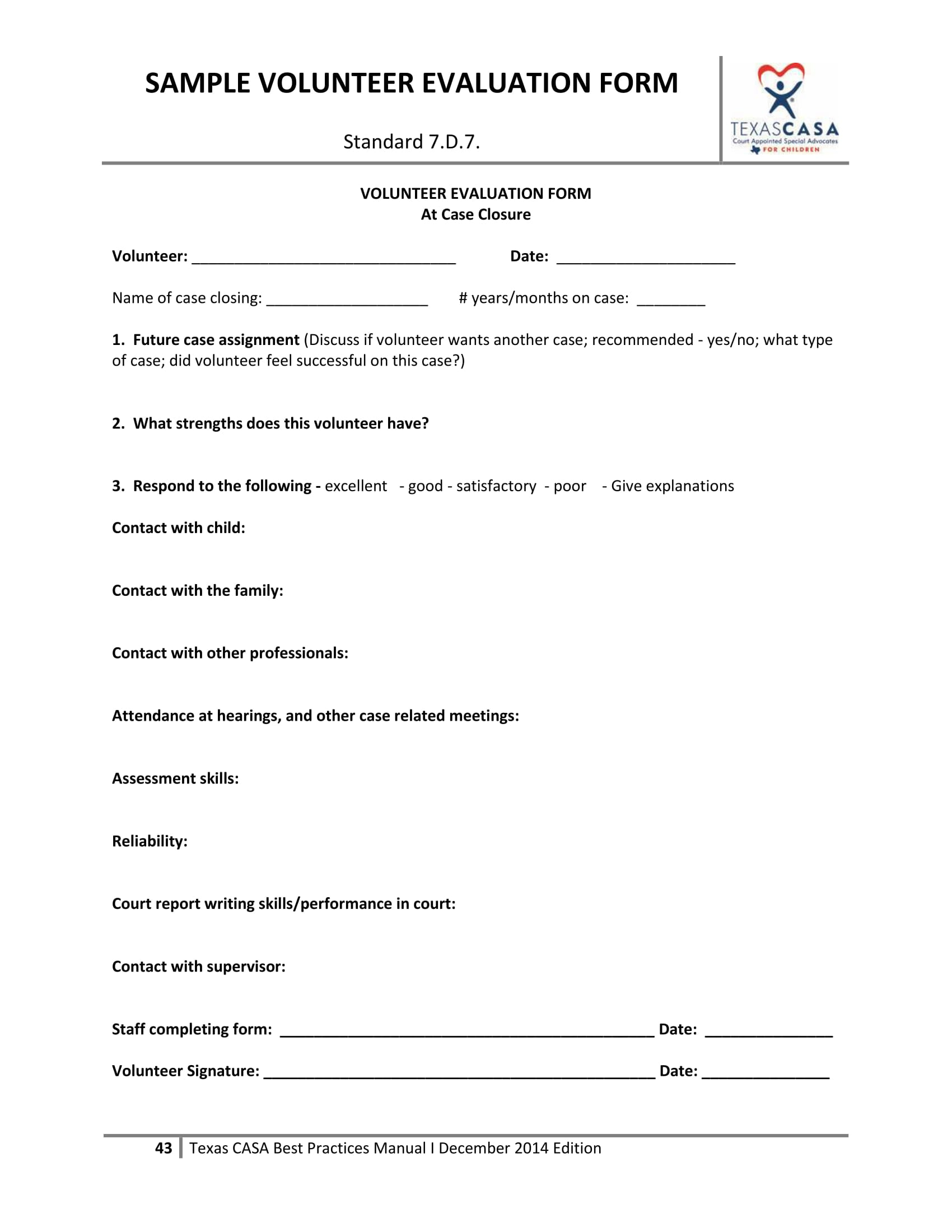 Free 14+ Volunteer Evaluation Forms | Pdf Throughout Blank Evaluation Form Template