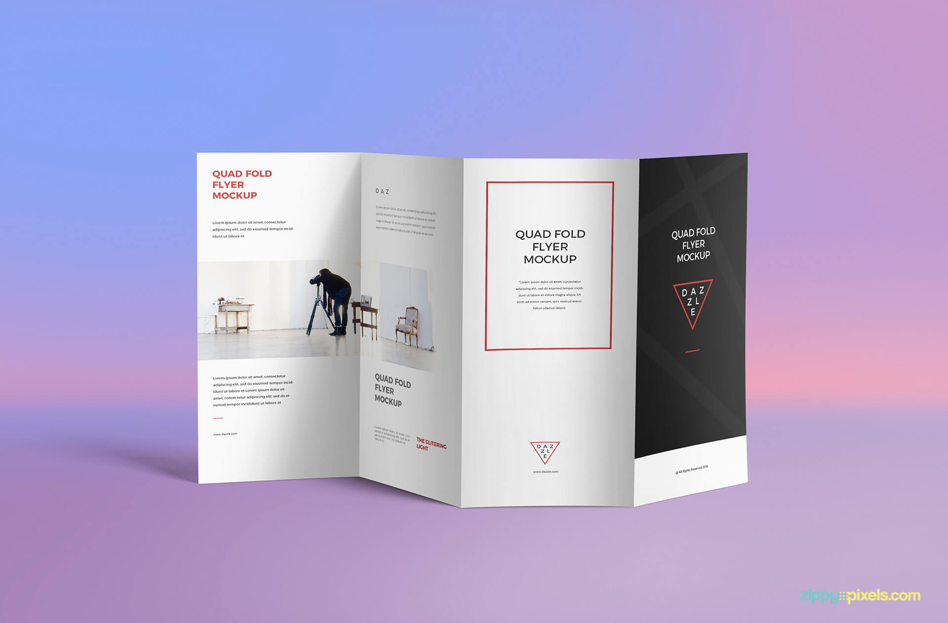 Free 4 Fold Brochure Mockup | Zippypixels With 6 Panel Brochure Template