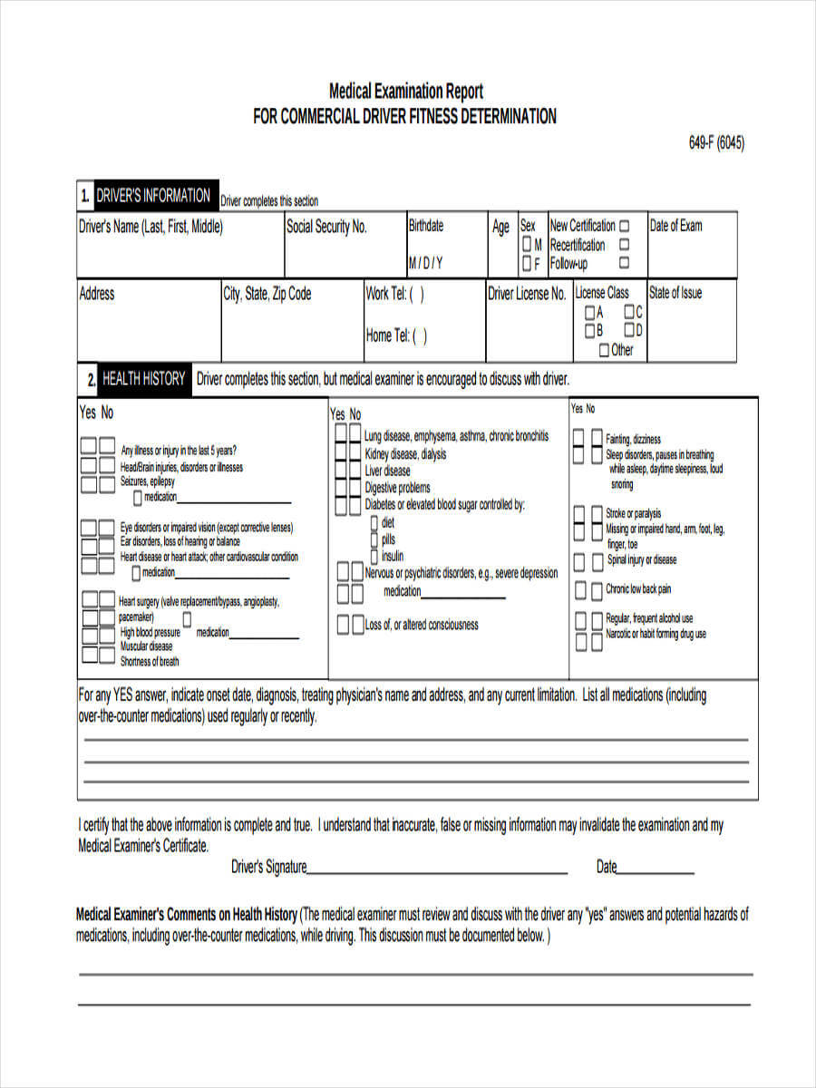 Free 6+ Physical Examination Form In Samples, Examples, Formats Intended For History And Physical Template Word