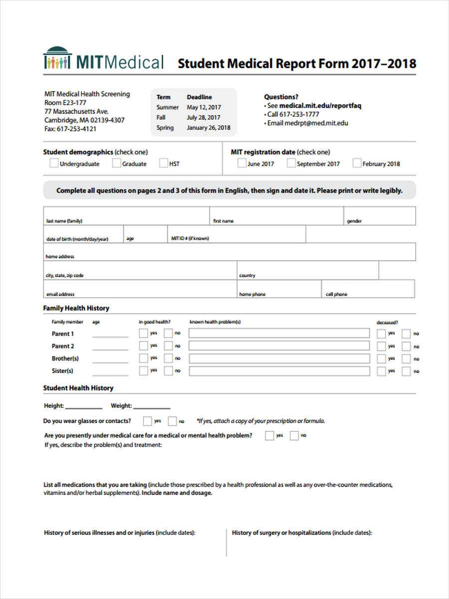 Free 7+ Medical Report Forms In Samples, Examples, Formats In Medical Report Template Free Downloads