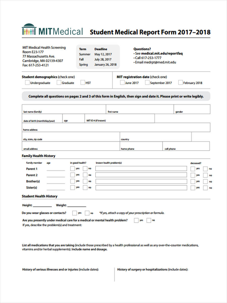 Free 7+ Medical Report Forms In Samples, Examples, Formats With Medical Report Template Doc