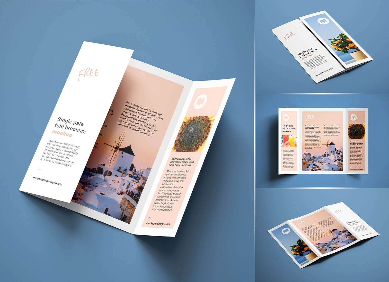 Free A4 Single Gate Fold Brochure Mockup Psd Set | Graphic For Gate Fold Brochure Template Indesign