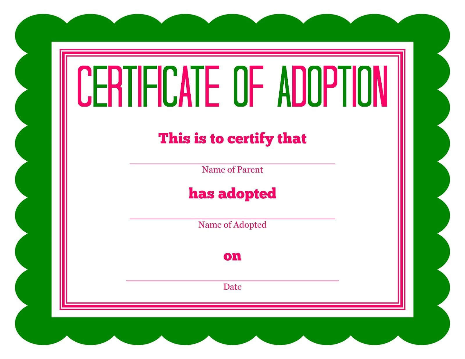 Free Adoption Certificate Template – Google Search With Adoption Certificate Template