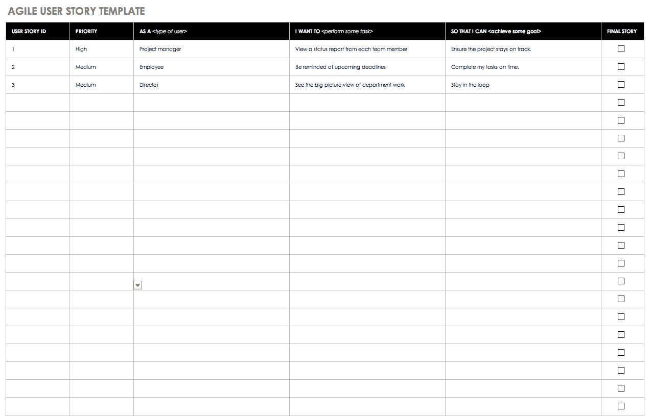 Free Agile Project Management Templates In Excel Intended For Agile Story Card Template