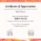 Free Appreciation Certificate | Certificate Of Appreciation Throughout First Place Certificate Template