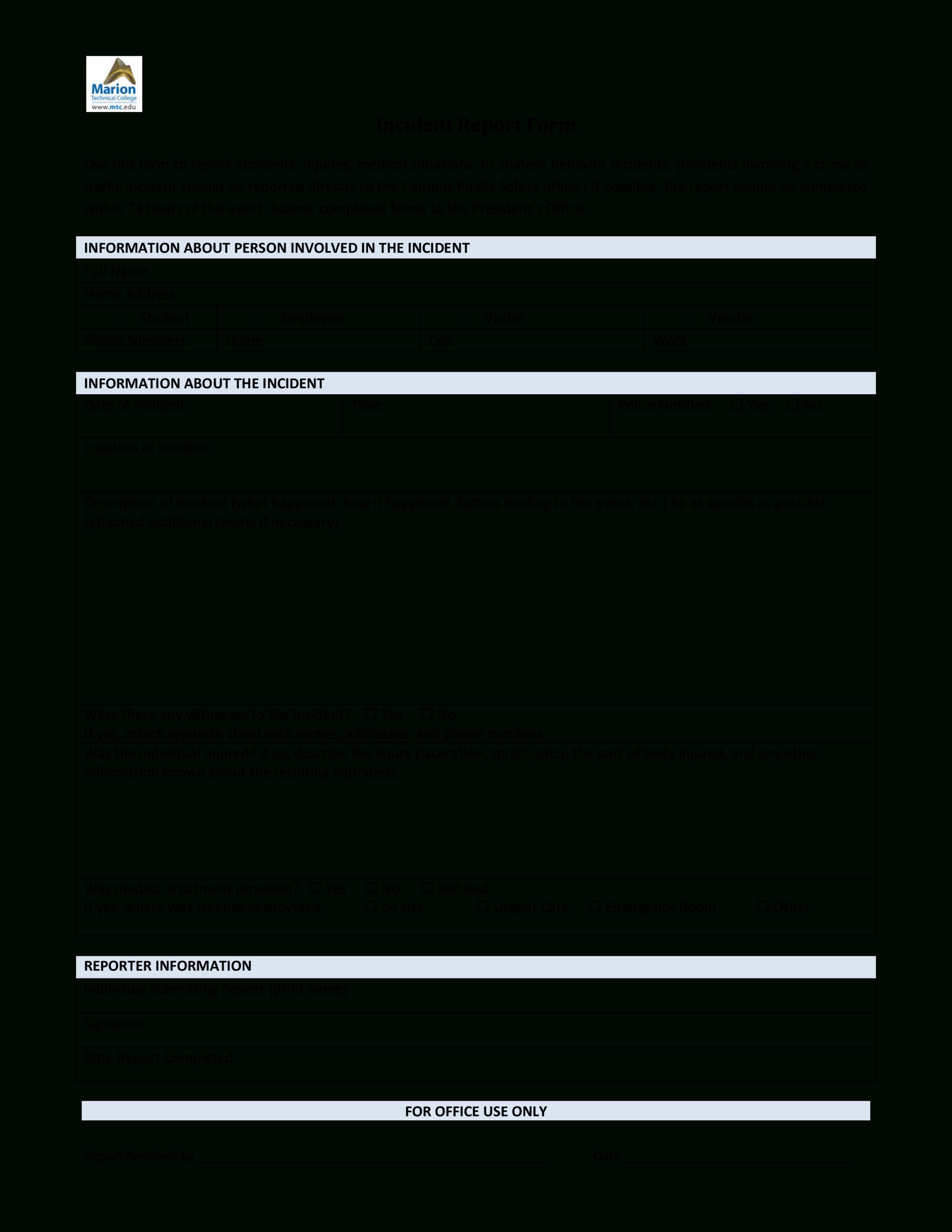 Free Blank Incident Report Form – Zimer.bwong.co Inside Police Incident Report Template