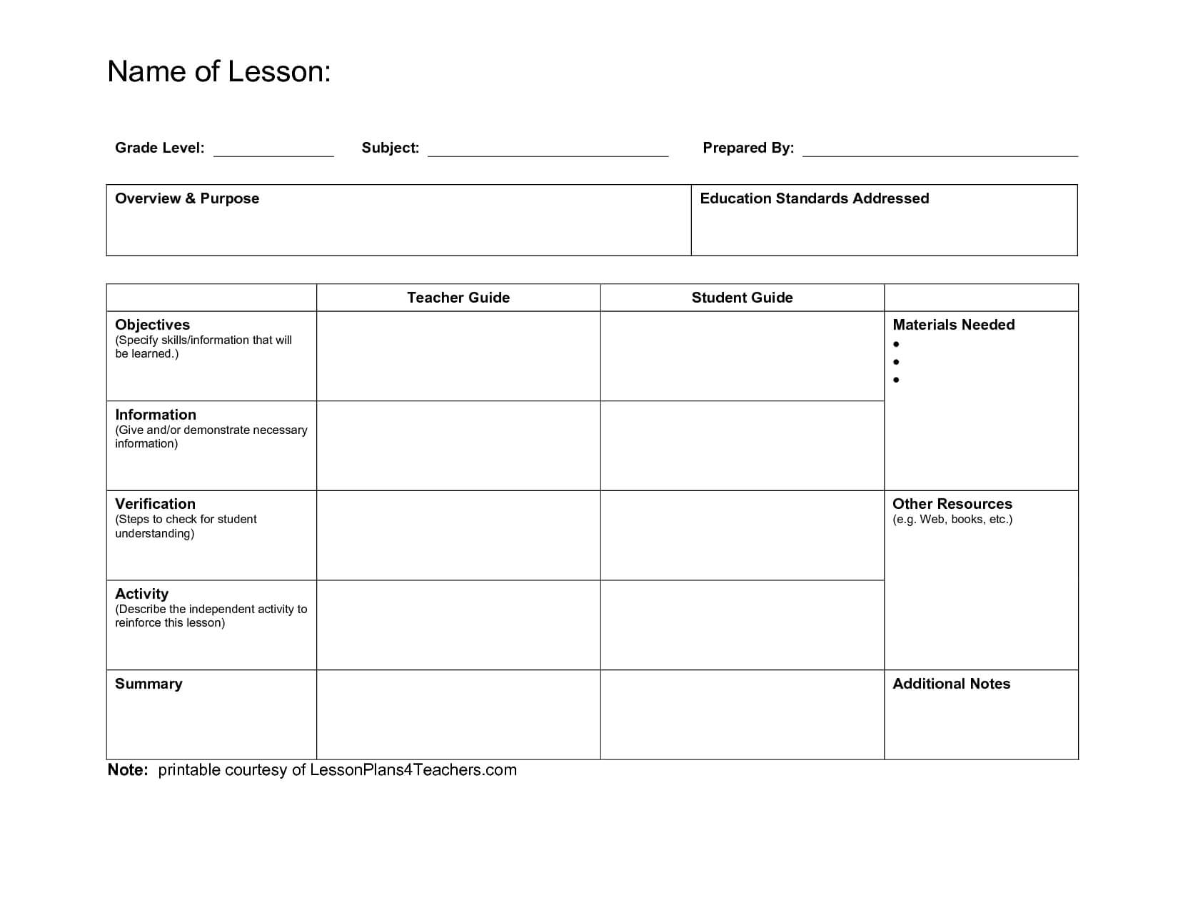 Free Blank Lesson Plan Template View Image Page | Lesson For Madeline Hunter Lesson Plan Blank Template