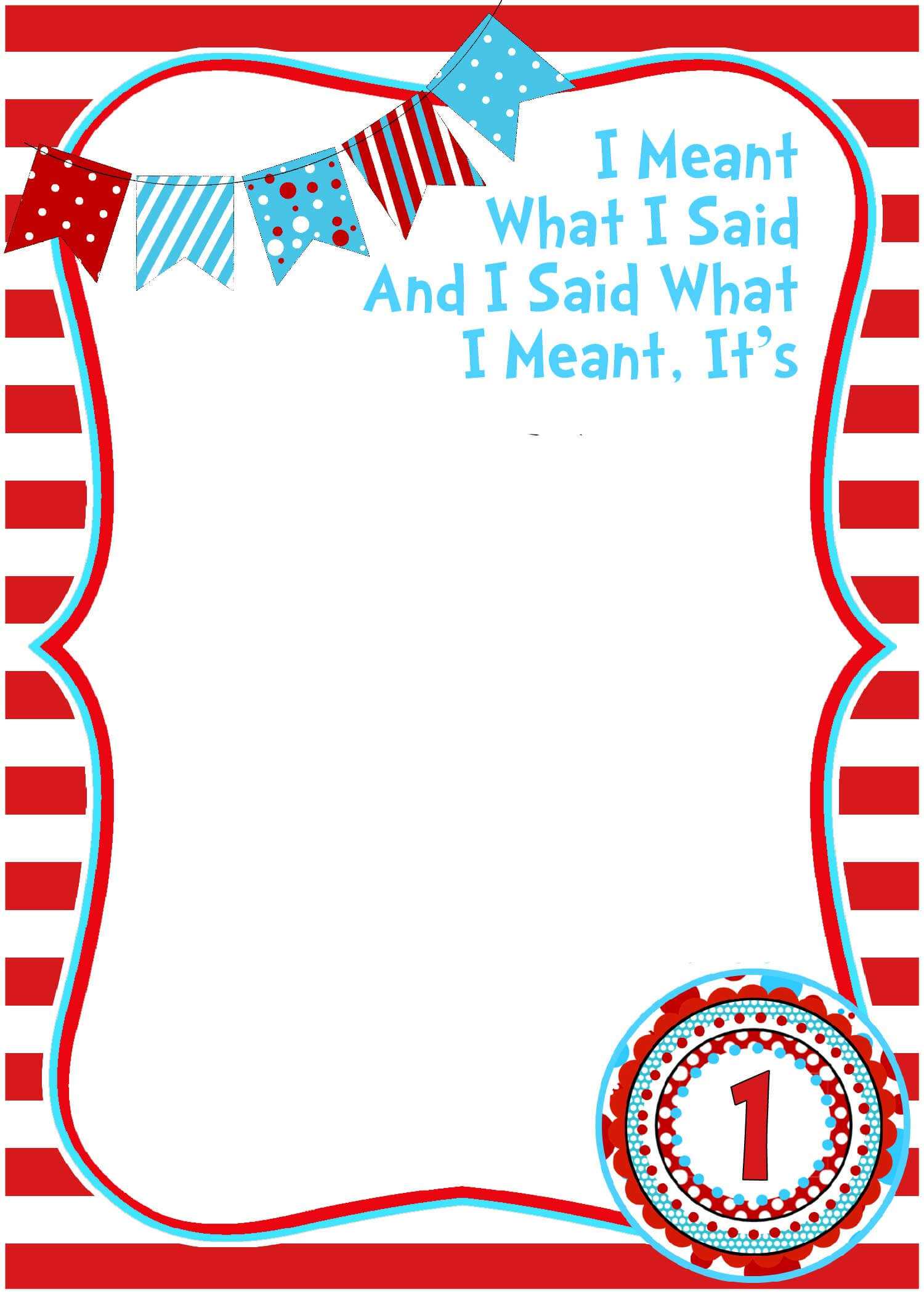 Free Blank Printable Dr. Seuss 1St Invitation Template For Blank Cat In The Hat Template