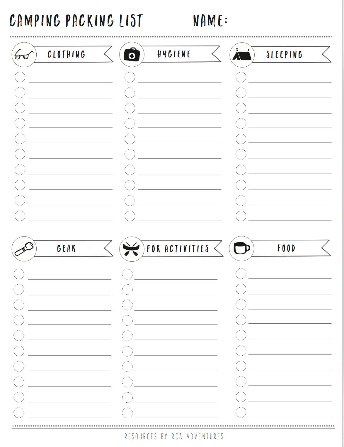 Free Camping Packing List Template! | Packing List Template Pertaining To Blank Packing List Template