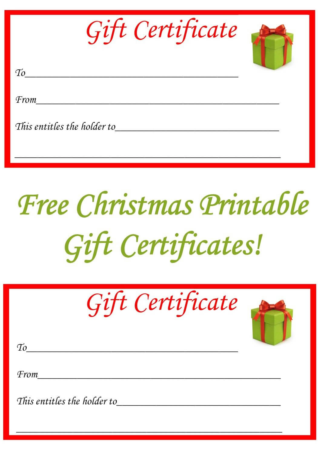 Free Christmas Printable Gift Certificates | Christmas Gift With Regard To Merry Christmas Gift Certificate Templates