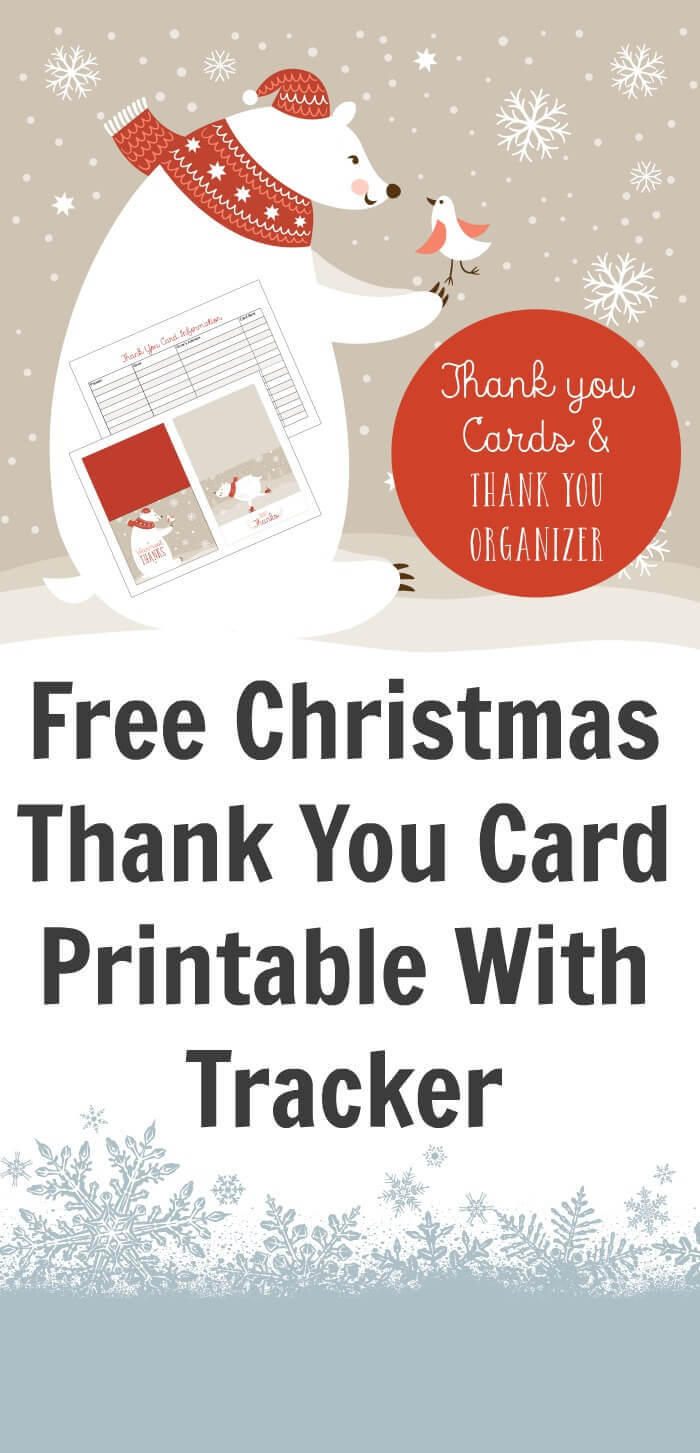 Free Christmas Thank You Card Printable With Tracker For Christmas Thank You Card Templates Free