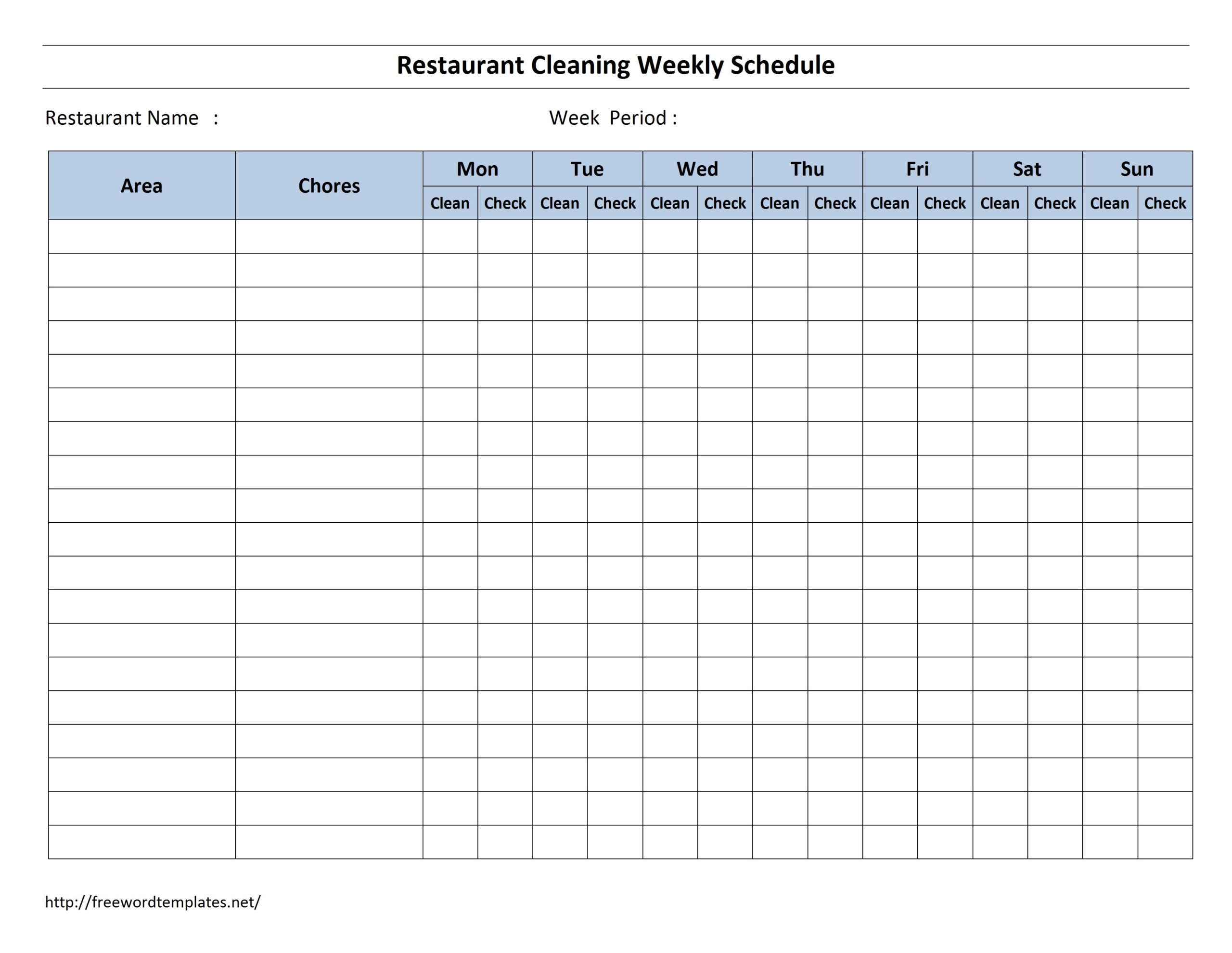 Free Cleaning Schedule Forms | Excel Format And Payroll Inside Cleaning Report Template