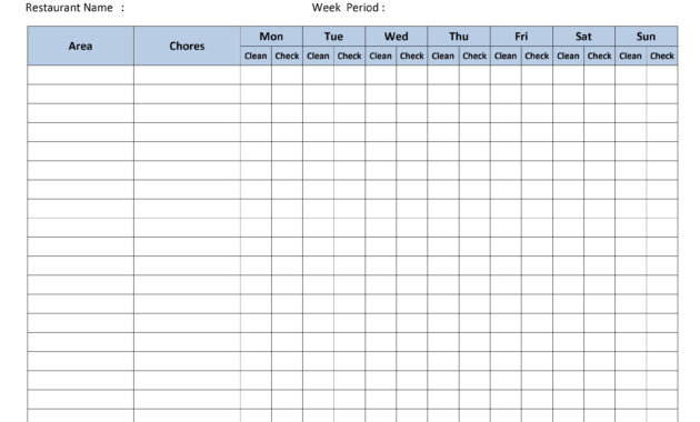 Free Cleaning Schedule Forms | Excel Format And Payroll intended for Blank Cleaning Schedule Template
