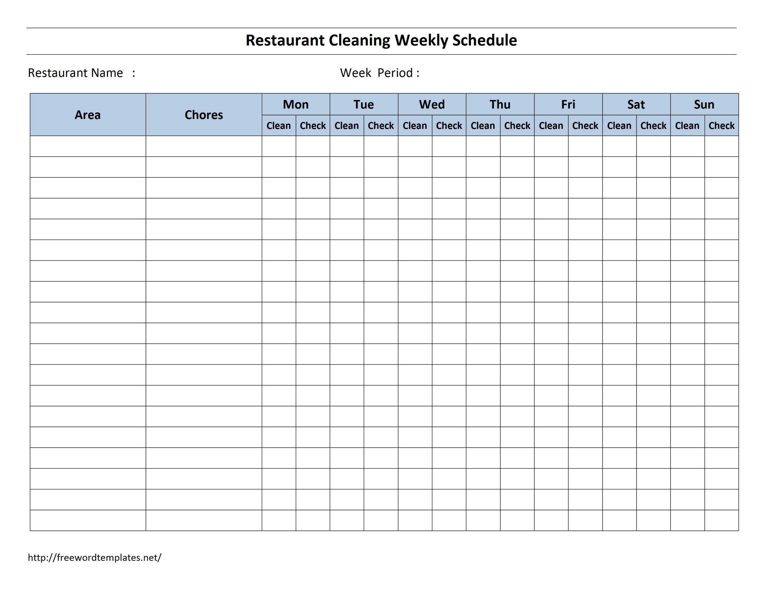 Free Cleaning Schedule Forms | Excel Format And Payroll Intended For Blank Cleaning Schedule Template