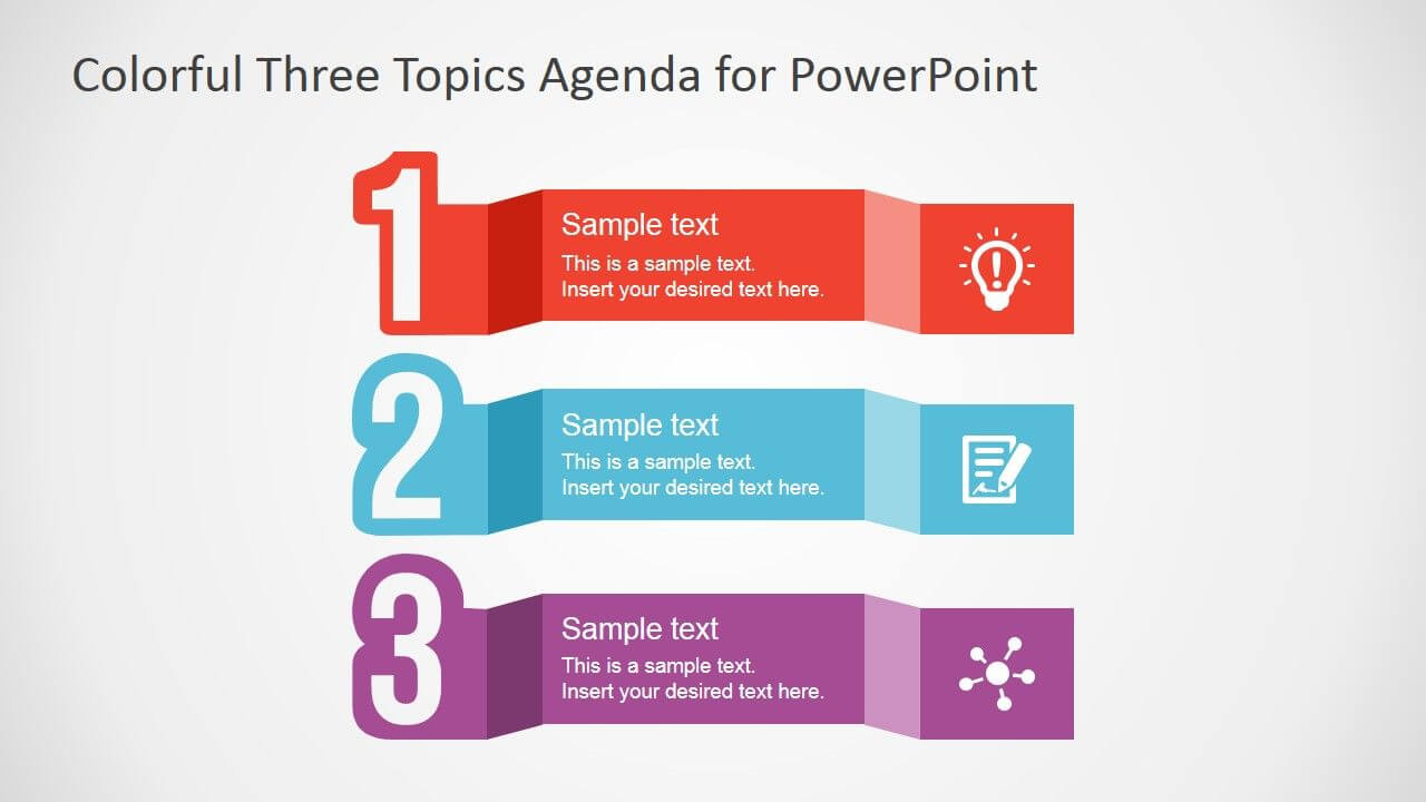 Free Colorful Three Topics Agenda For Powerpoint Pertaining To Powerpoint Replace Template