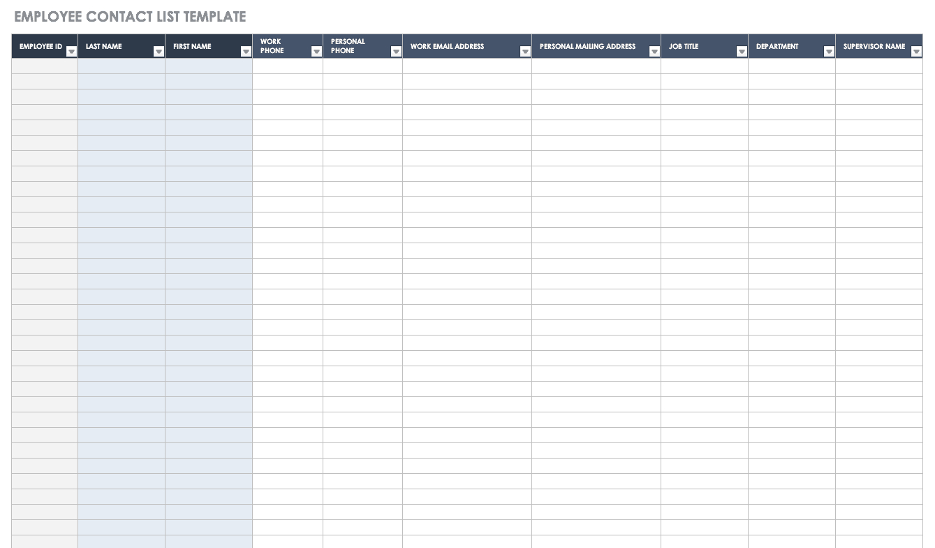 Free Contact List Templates | Smartsheet With Regard To In Case Of Emergency Card Template