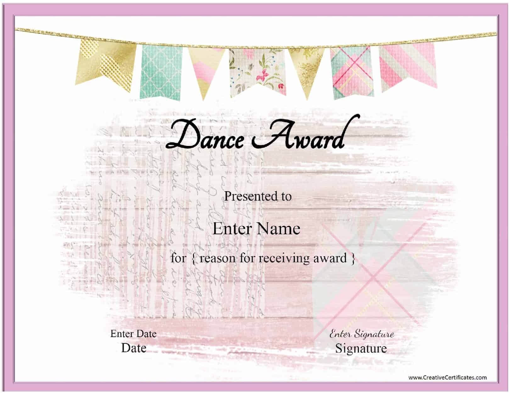 Free Dance Certificate Template – Customizable And Printable With Scholarship Certificate Template