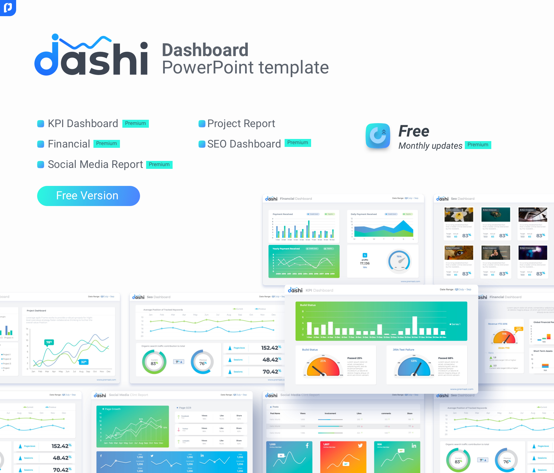 Free Dashboard Powerpoint Template - Ppt Presentation Regarding Project Dashboard Template Powerpoint Free