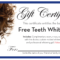 Free Dental Gift Certificate Template Office Free With This Certificate Entitles The Bearer To Template