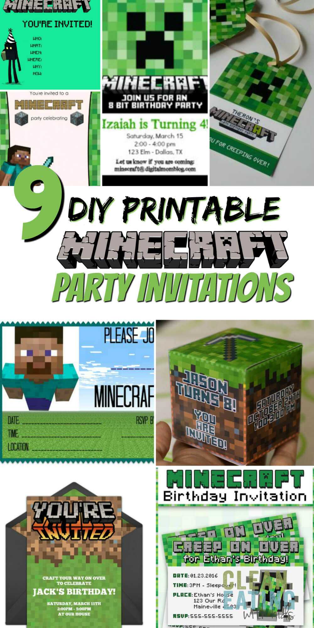 Free Diy Printable Minecraft Birthday Invitation – Clean For Minecraft Birthday Card Template