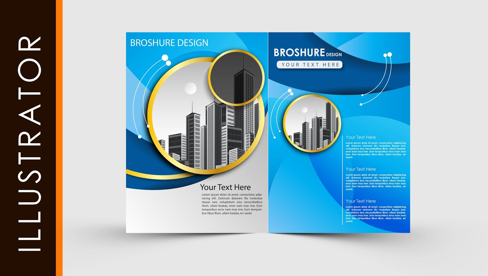 Free Download Adobe Illustrator Template Brochure Two Fold Intended For Illustrator Brochure Templates Free Download