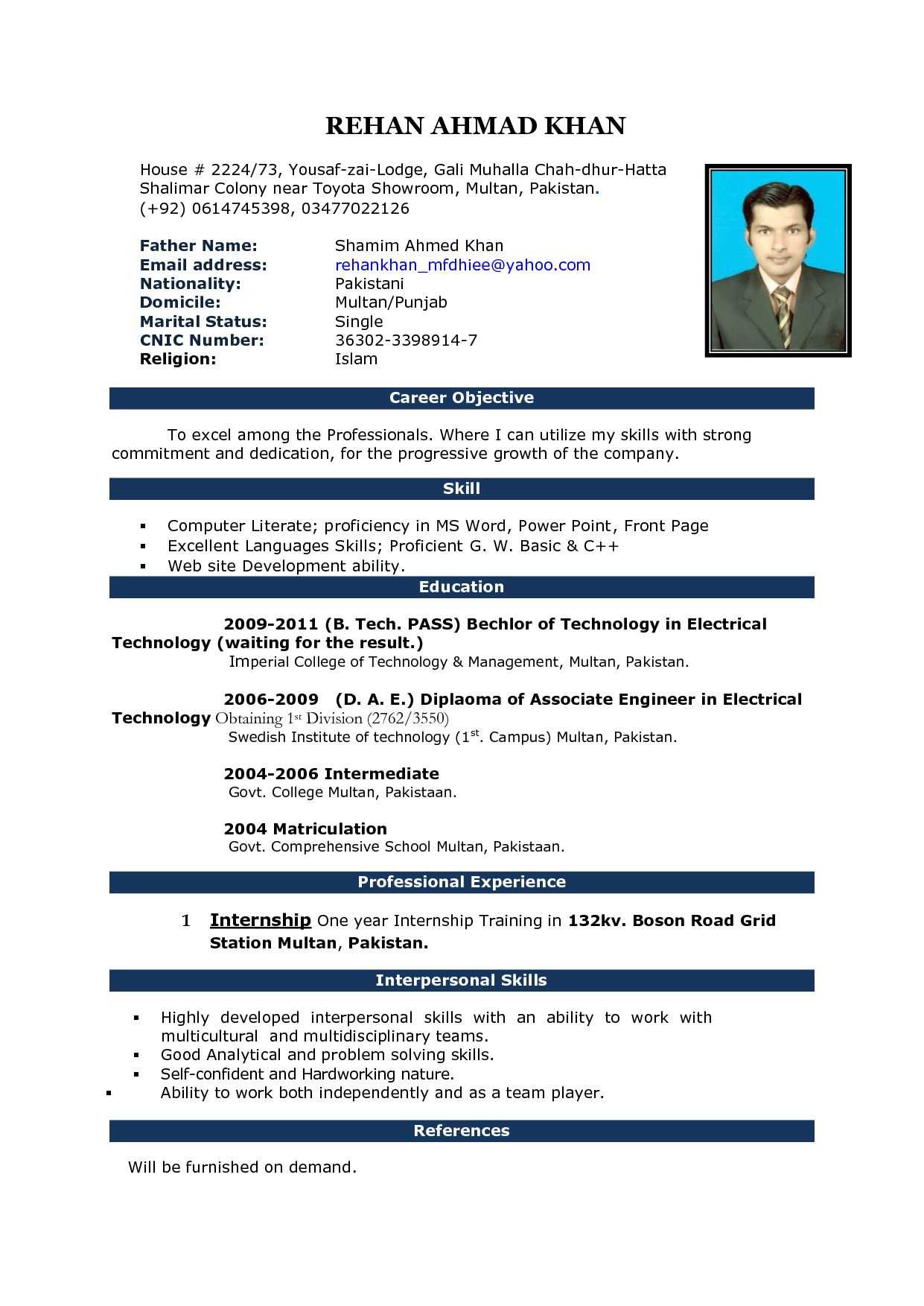 Free Download Cv Format In Ms Word Fieldstationco Microsoft In Simple Resume Template Microsoft Word