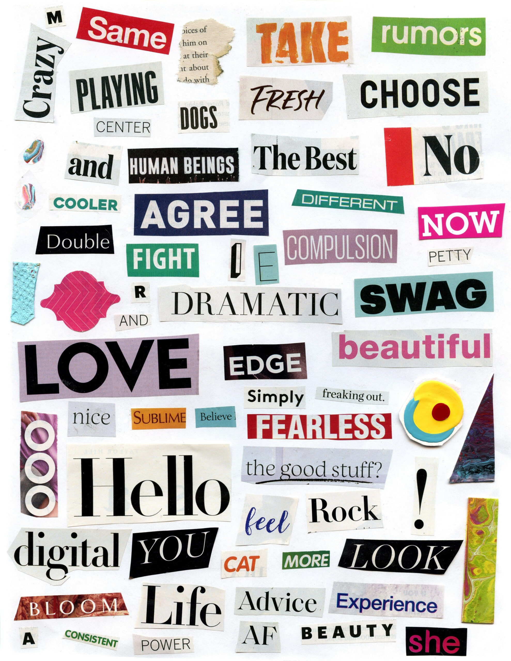 Free Download ~ Printable 8.5"x11" Magazine Words Sheet For Inside Free Word Collage Template