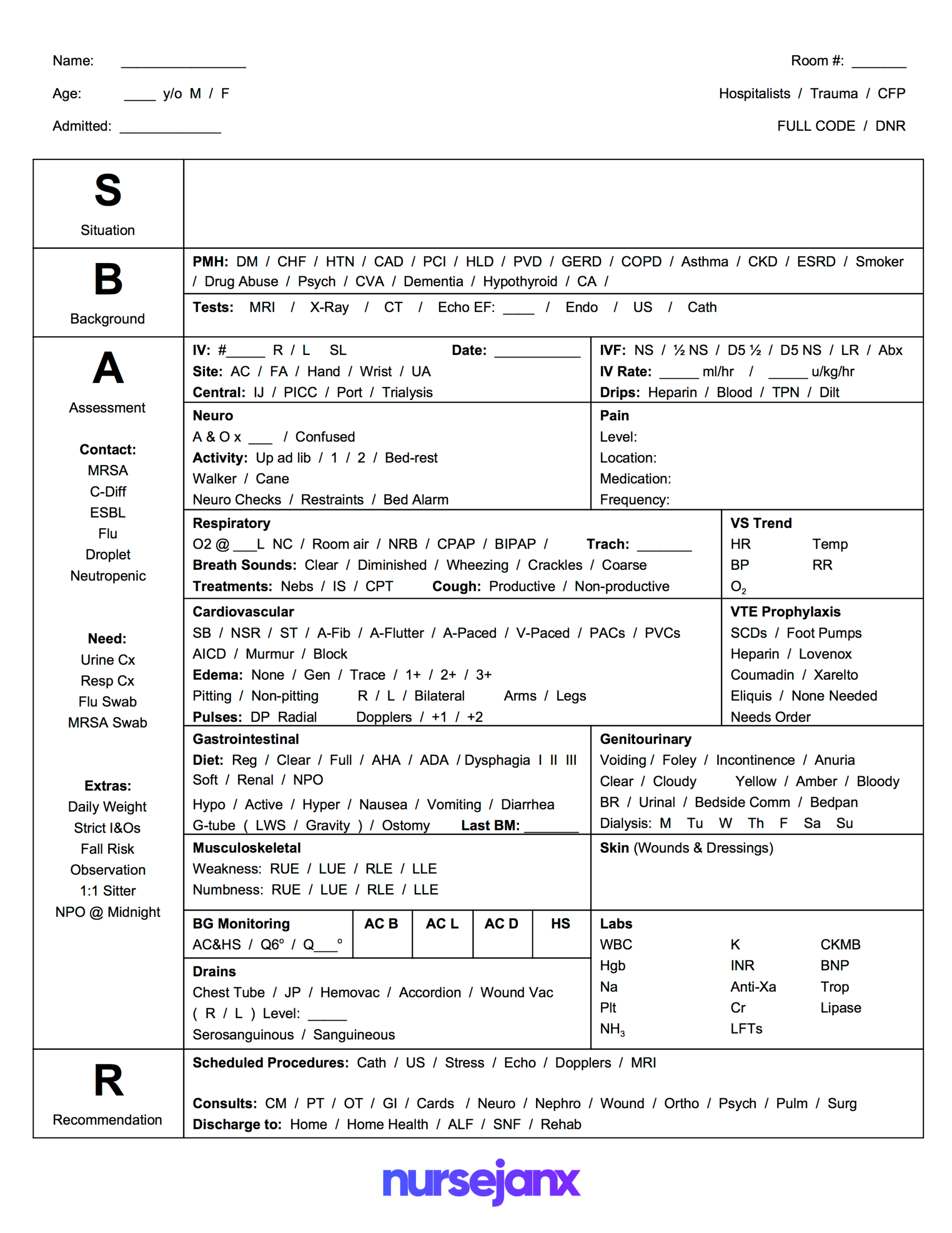 Free Download! This Is A Full Size Sbar Nursing Brain Report Regarding Sbar Template Word