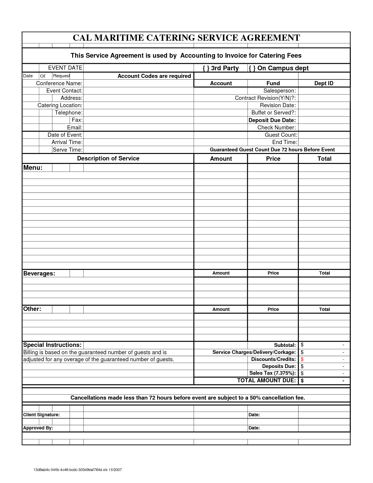 Free Downloadable Catering Contracts Forms | Catering With Regard To Catering Contract Template Word