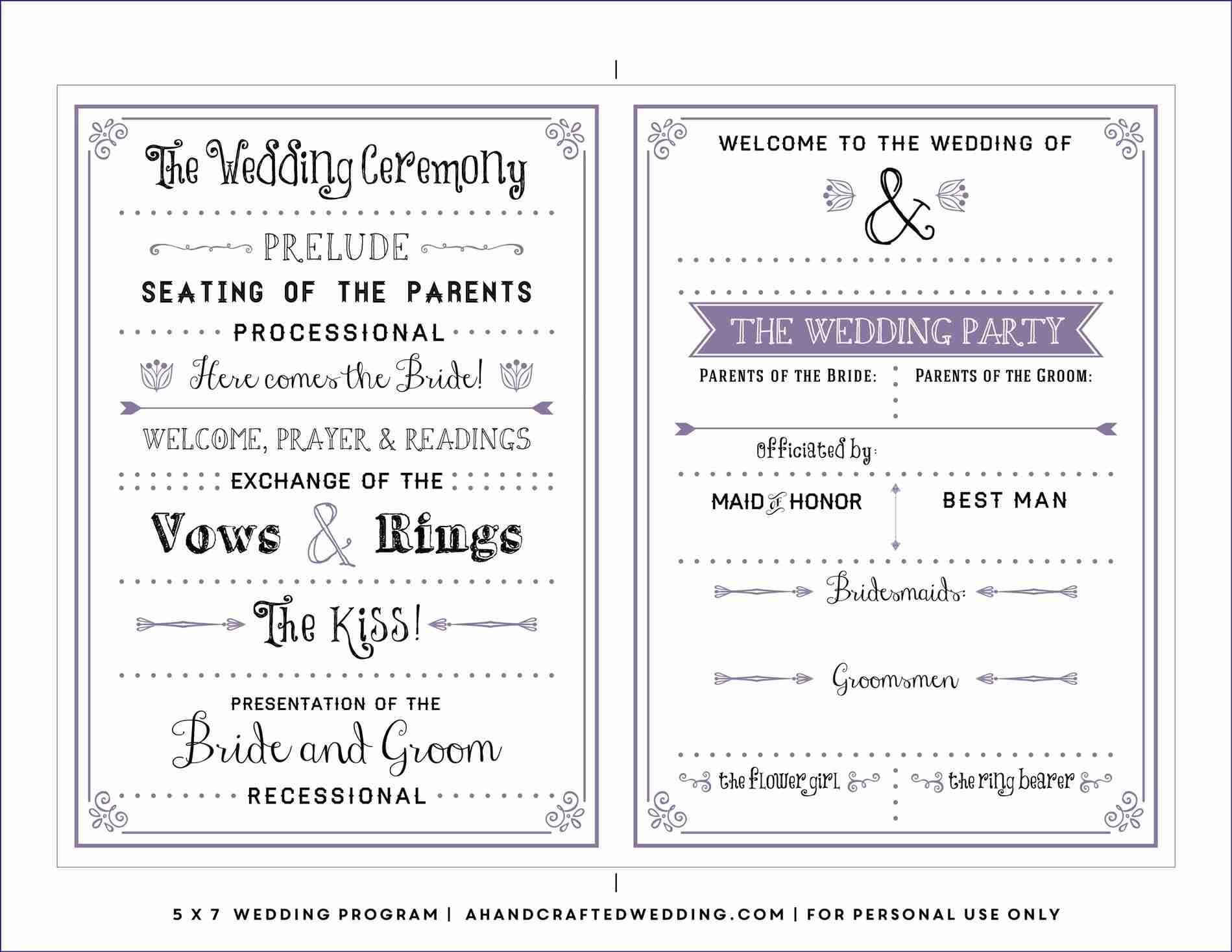 Free Downloadable Wedding Program Template That Can Be Regarding Free Printable Wedding Program Templates Word