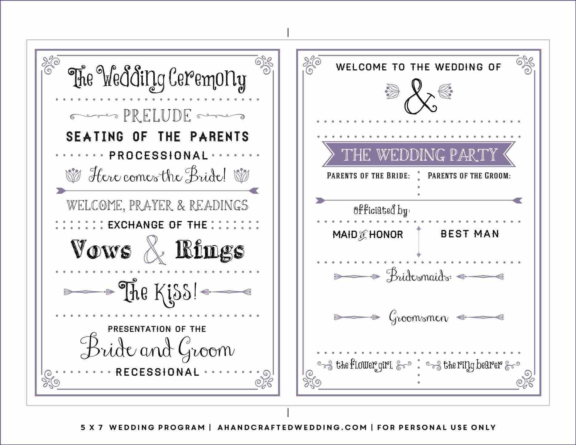 Free Downloadable Wedding Program Template That Can Be Regarding Free Printable Wedding Program Templates Word