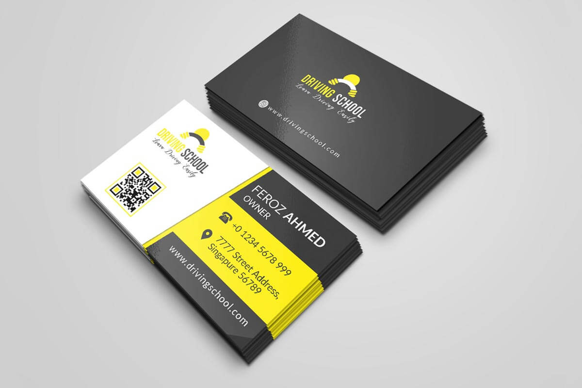 Free Driving School Business Card Psd Template – Creativetacos Within Name Card Photoshop Template