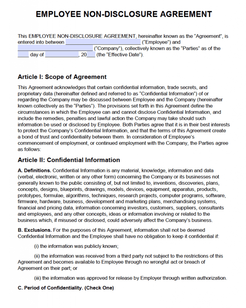 Free Employee Non Disclosure Agreement (Nda) | Pdf | Word Inside Business Rules Template Word