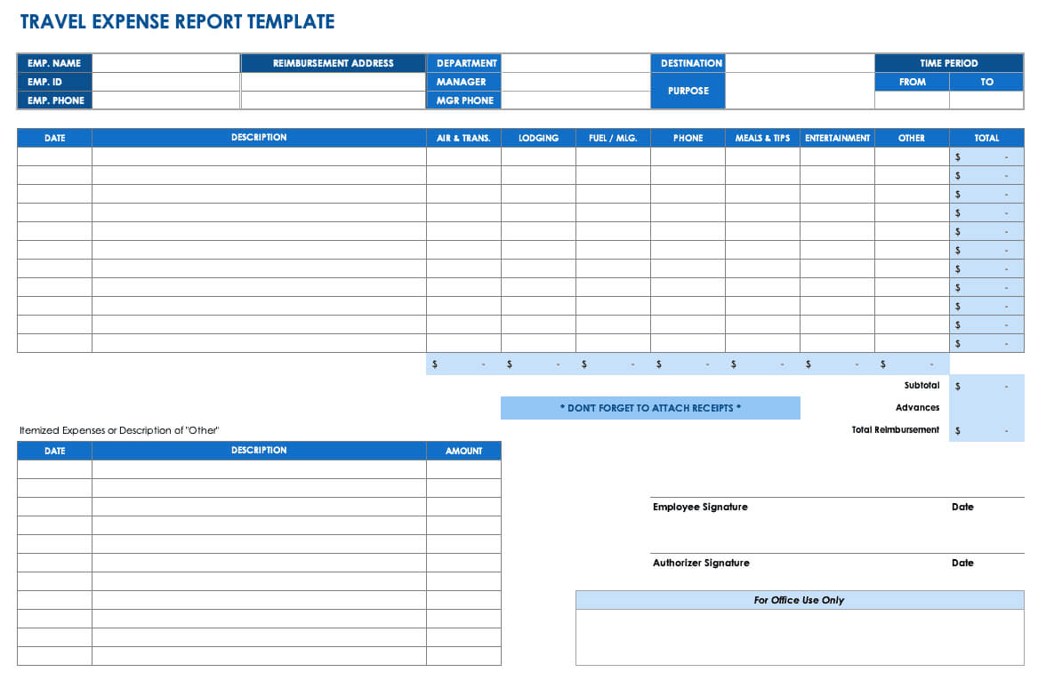 Free Expense Report Templates Smartsheet Inside Expense Report Spreadsheet Template